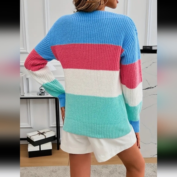Colorful Striped Sweater, Pullover Spring Summer Colors, Size S, L - Picture 5 of 7